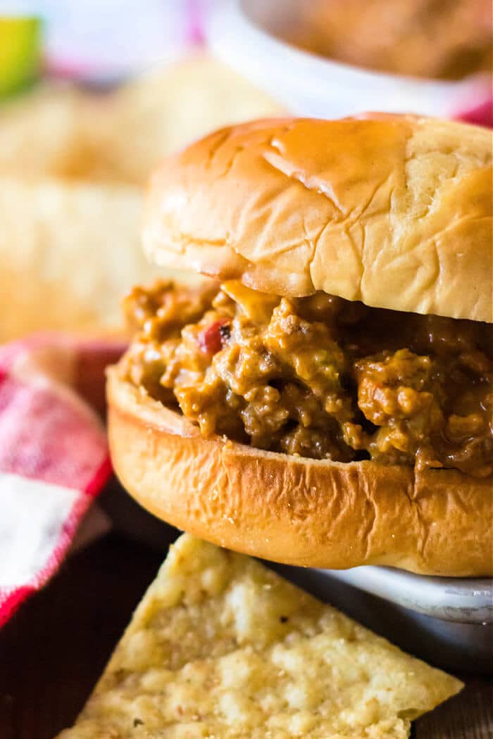 Nacho sloppy joes are a fun spin on the everyone's favorite sloppy sandwich made with ground beef, taco seasoning and melted cheese! NACHO SLOPPY JOES WITH TACO SEASONING