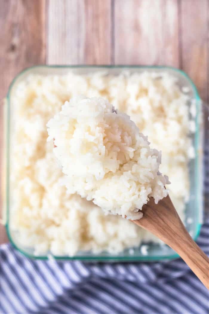 Baked rice is a foolproof way to make light and fluffy rice every time - no rice cooker, no problem! This rice is always perfect! OVEN BAKED RICE
