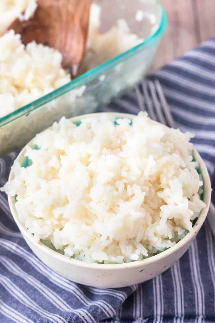Baked rice is a foolproof way to make light and fluffy rice every time - no rice cooker, no problem! This rice is always perfect! OVEN BAKED RICE RECIPE