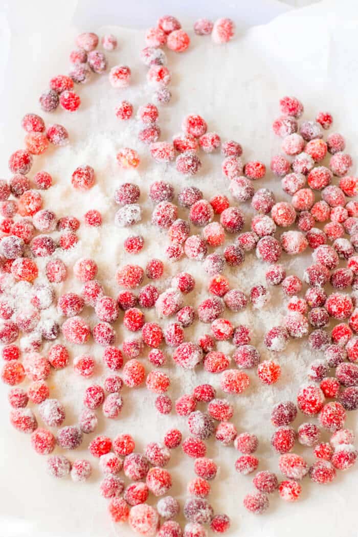 Sugared cranberries are incredibly easy to make, the perfect combo of sweet and tart and a beautiful garnish for your holiday recipes! RECIPE SUGARED CRANBERRIES