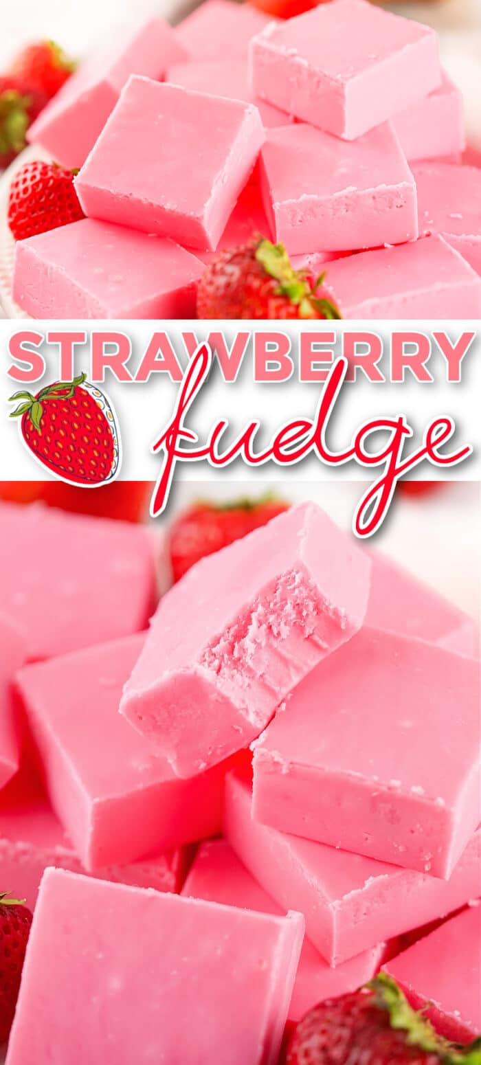Strawberry fudge is melt in your mouth delicious and one of the easiest fudge recipes with just two simple ingredients! BEST STRAWBERRY FUDGE