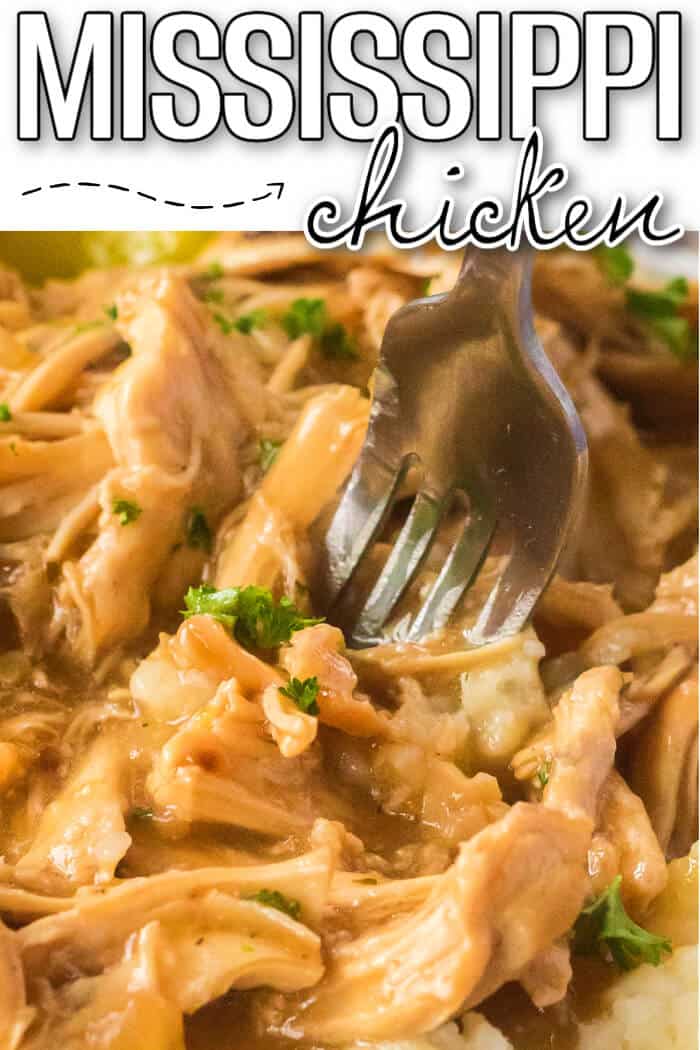 Mississippi chicken is a simple and delicious one pot meal made with shredded chicken and a tangy savory gravy. EASY MISSISSIPPI CHICKEN