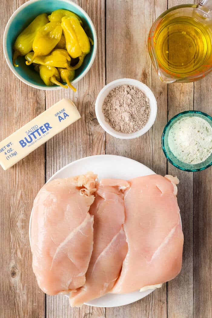 Mississippi chicken is a simple and delicious one pot meal made with shredded chicken and a tangy savory gravy. MISSISSIPPI CHICKEN INGREDIENTS