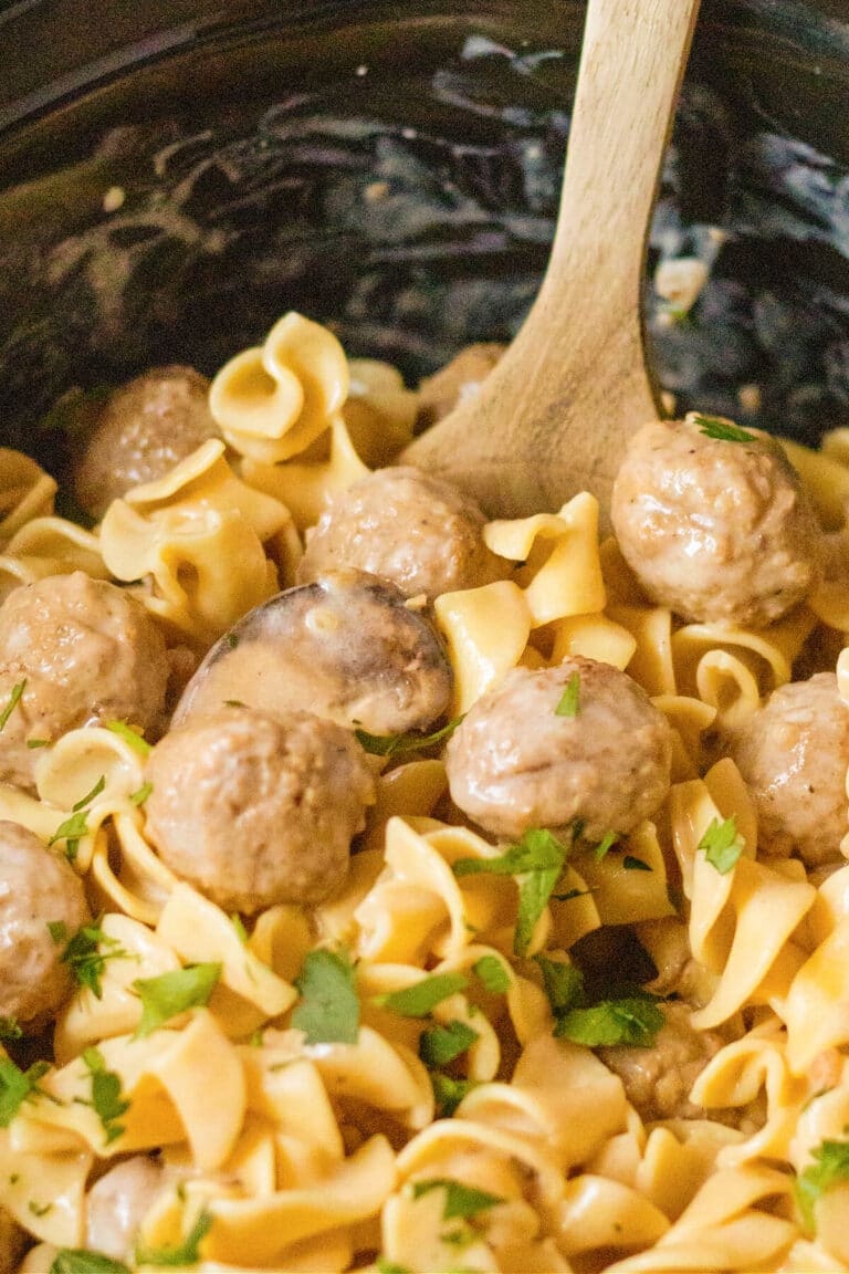 SLOW COOKER MEATBALL STROGANOFF