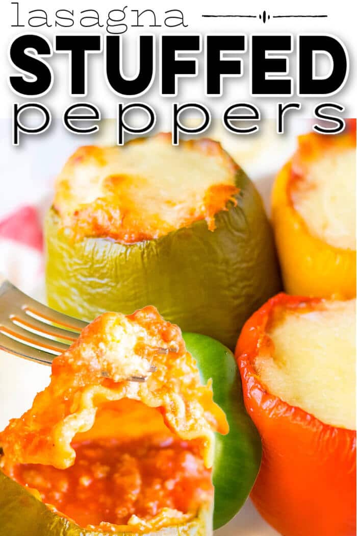 Lasagna stuffed peppers are an fun spin on the classic dish made with bell peppers, sausage, lasagna noodles, sauce and ricotta cheese! BEST LASAGNA STUFFED PEPPERS