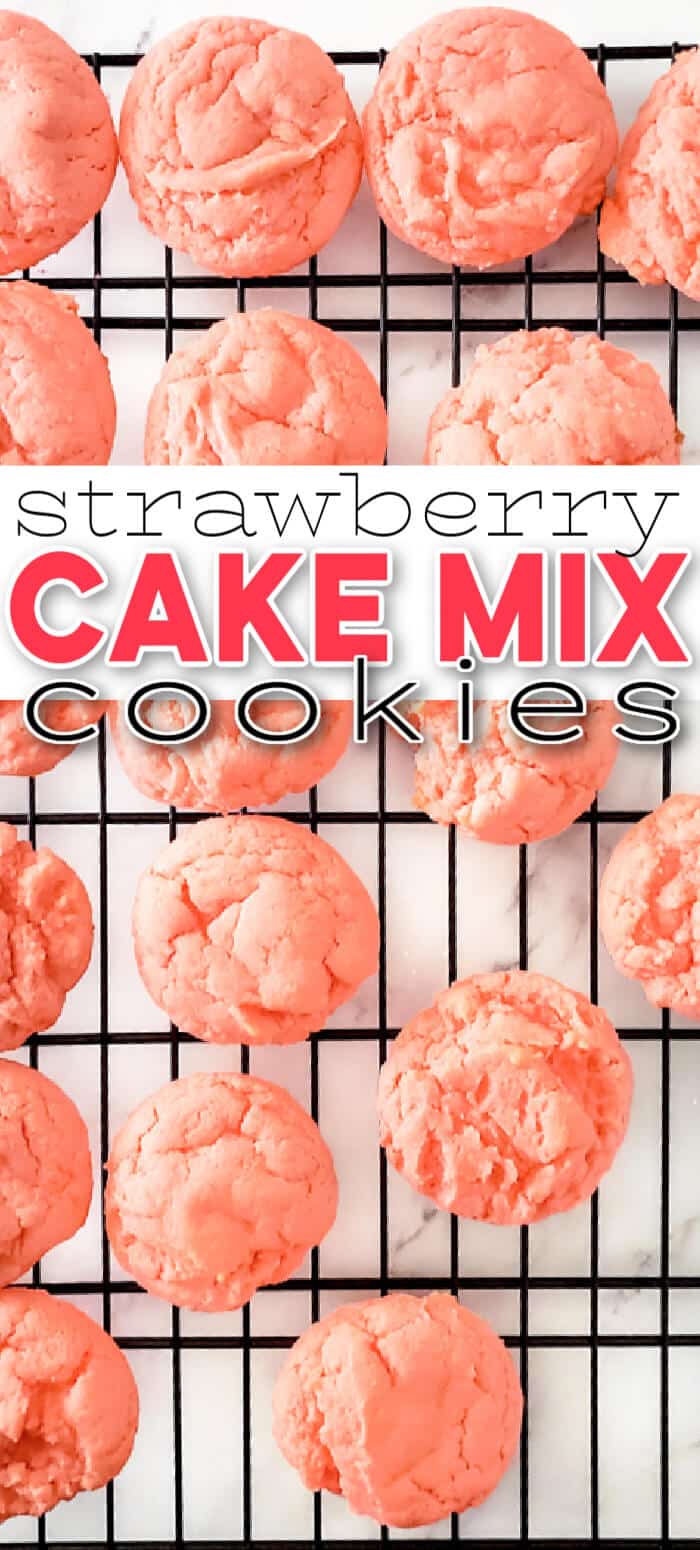 Strawberry cake mix cookies are soft, delicious, and the easiest cookies you'll make with only 3 simple ingredients! BEST STRAWBERRY CAKE MIX COOKIES