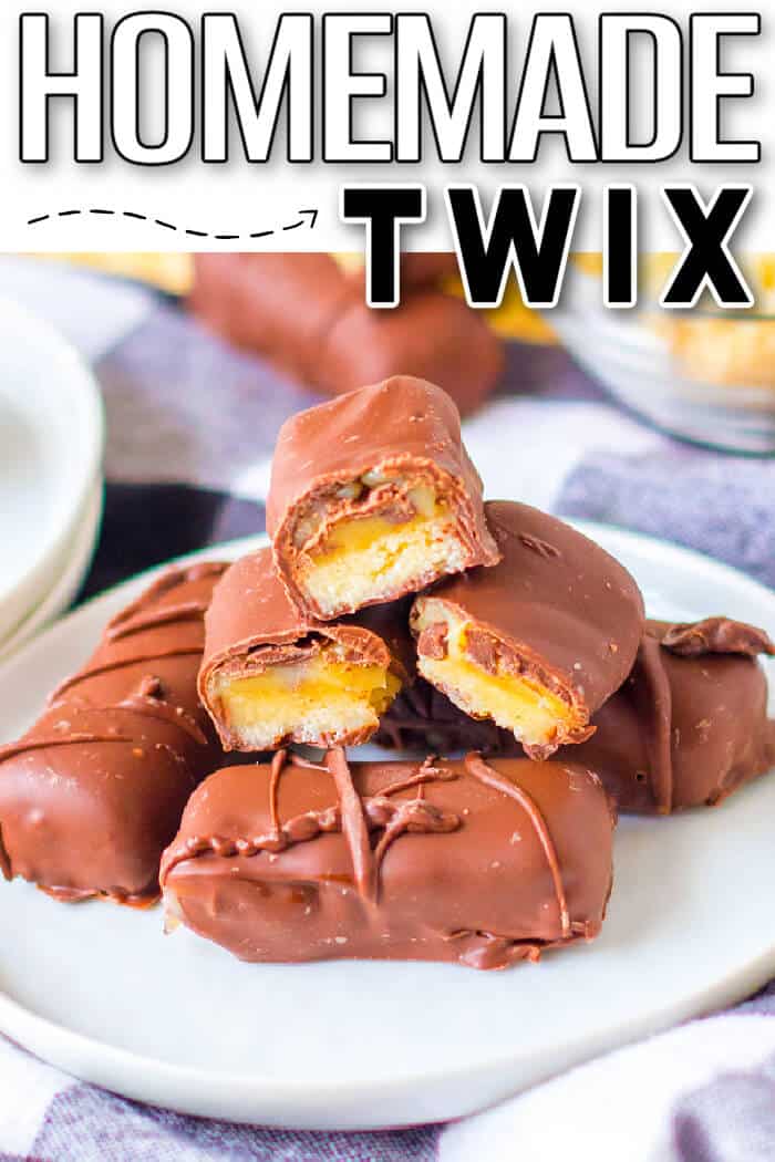 Homemade Twix bars are your favorite candy bar made right in your home with an easy shortbread, caramel, and melted chocolate! EASY HOMEMADE TWIX BARS