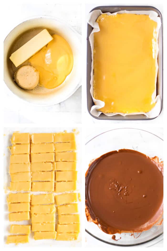 Homemade Twix bars are your favorite candy bar made right in your home with an easy shortbread, caramel, and melted chocolate! HOW DO YOU MAKE HOMEMADE TWIX BARS