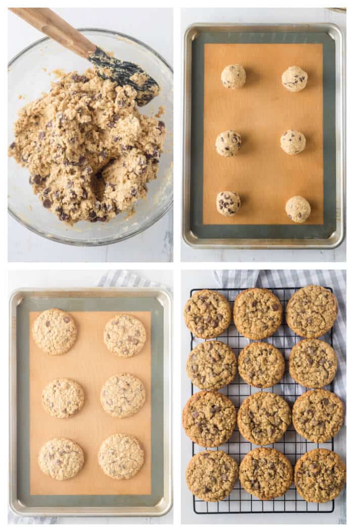 Chocolate chip and oatmeal cookies are wonderfully soft and chewy cookies made with quick oats and milk chocolate chips! HOW TO MAKE CHOCOLATE CHIP AND OATMEAL COOKIES