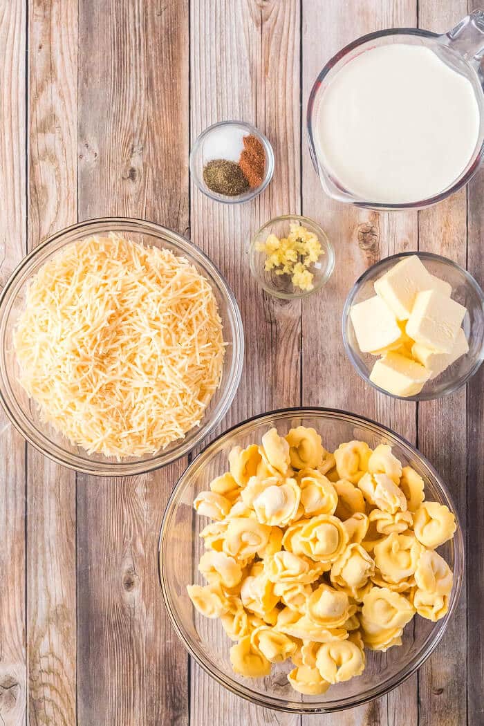 Tortellini alfredo is one of our favorite pasta dishes made with cheese tortellini and a creamy delicious homemade alfredo sauce! TORTELLINI ALFREDO INGREDIENTS