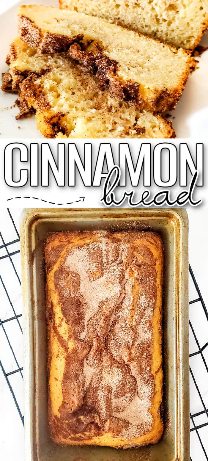 Cinnamon bread is a simple and delicious moist quick bread recipe that is absolutely loaded with sweet cinnamon goodness. BEST CINNAMON BREAD