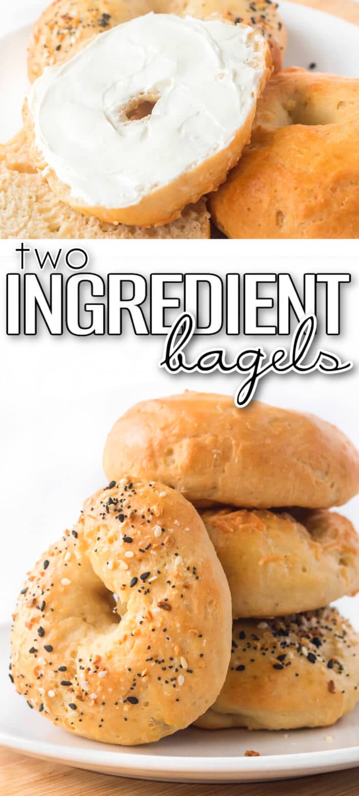 Two ingredient bagels are the easiest make-at-home bagel recipe that will give you fluffy and delicious bagels in no time at all! BEST TWO INGREDIENT BAGELS