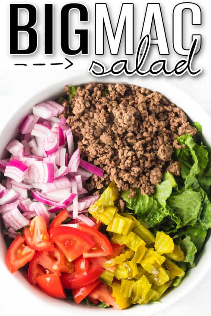 Big Mac salad is a fun spin on the classic burger served as a chopped salad with all the same great flavors including the secret sauce! EASY BIG MAC SALAD