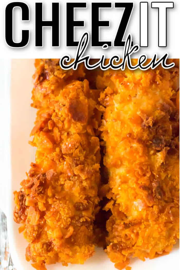 Cheez it chicken is a crunchy fun chicken dish with shredded cheddar cheese and Cheez-it crackers for a flavorful chicken tender! EASY CHEEZ IT CHICKEN
