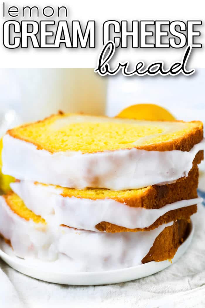 Lemon cream cheese bread is a delicious iced loaf cake made with lemon cake mix, lemon pudding mix and cream cheese topped with a lemon glaze. EASY LEMON CREAM CHEESE BREAD
