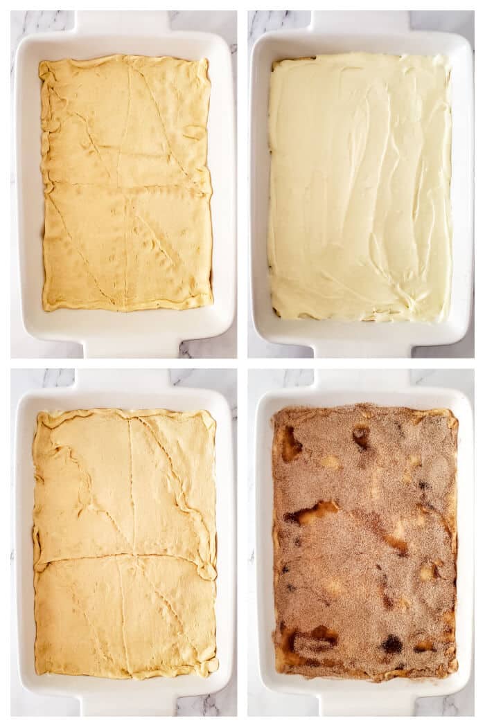 Churro cheesecake bars are a delicious homemade cheesecake layered between crescent rolls and topped with a burst of cinnamon sugar flavor! HOW TO MAKE CHURRO CHEESECAKE BARS