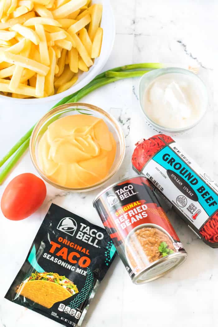 Nacho fries are a homemade version of nacho supreme fries from Taco Bell and they are even crispier and better than the original! NACHO FRIES INGREDIENTS
