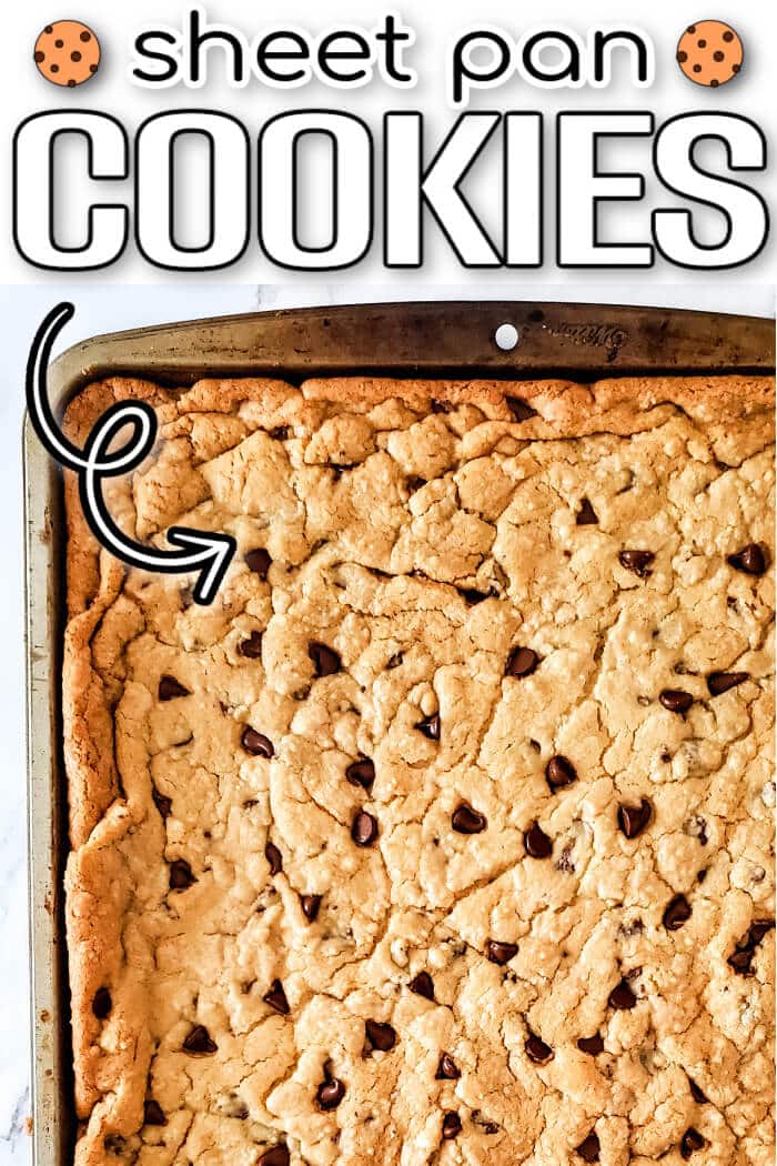 Sheet pan cookies are a great way to make your favorite chocolate chip cookies quickly and easily, perfect for your next party! EASY SHEET PAN COOKIES