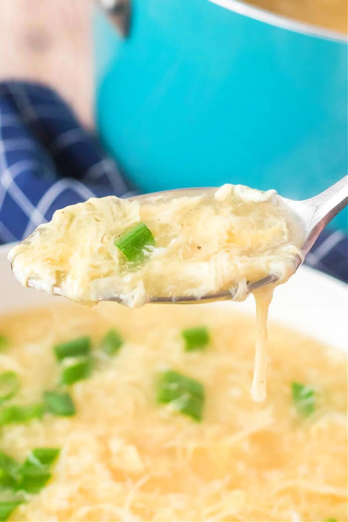 Egg drop soup is a classic dish made with savory broth, ginger, sesame oil and green onions and finished with silky ribbons of egg! RECIPE FOR EGG DROP SOUP