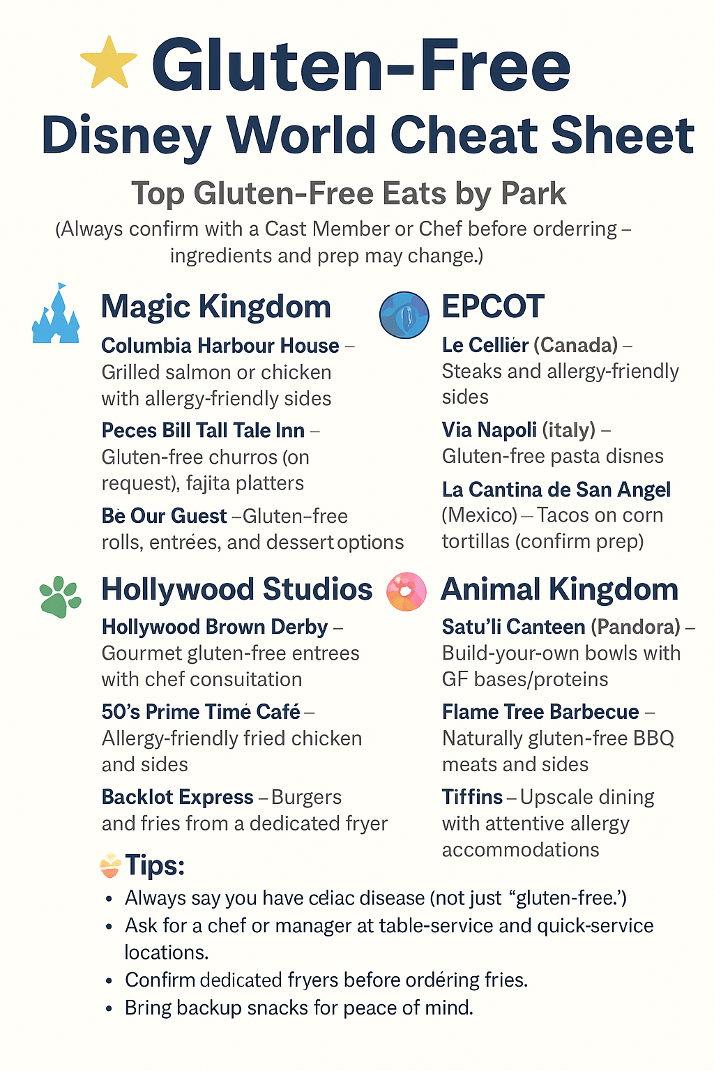 PRINTABLE DISNEY GLUTEN FREE CHEAT SHEET