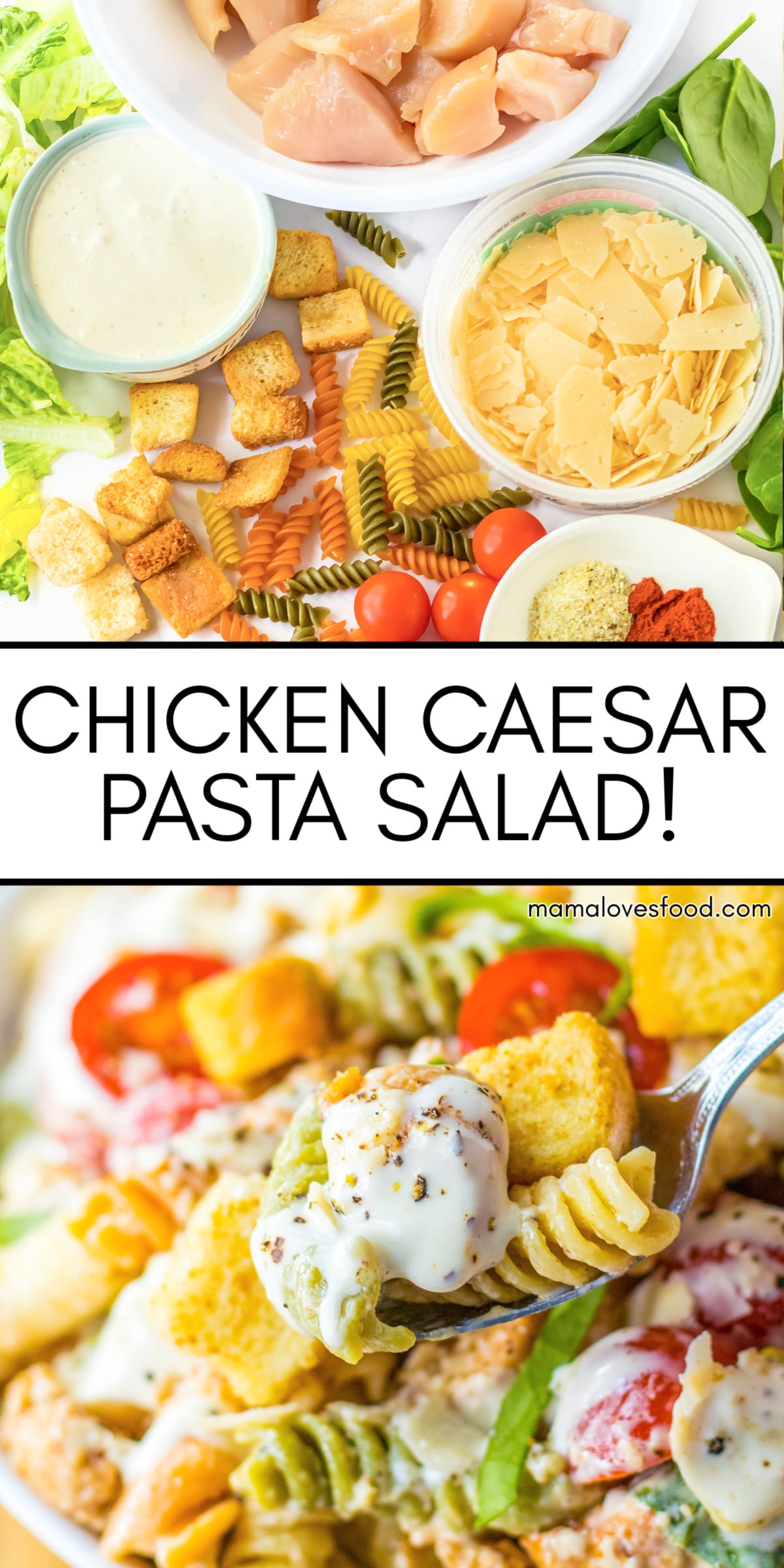 chicken pasta caesar salad