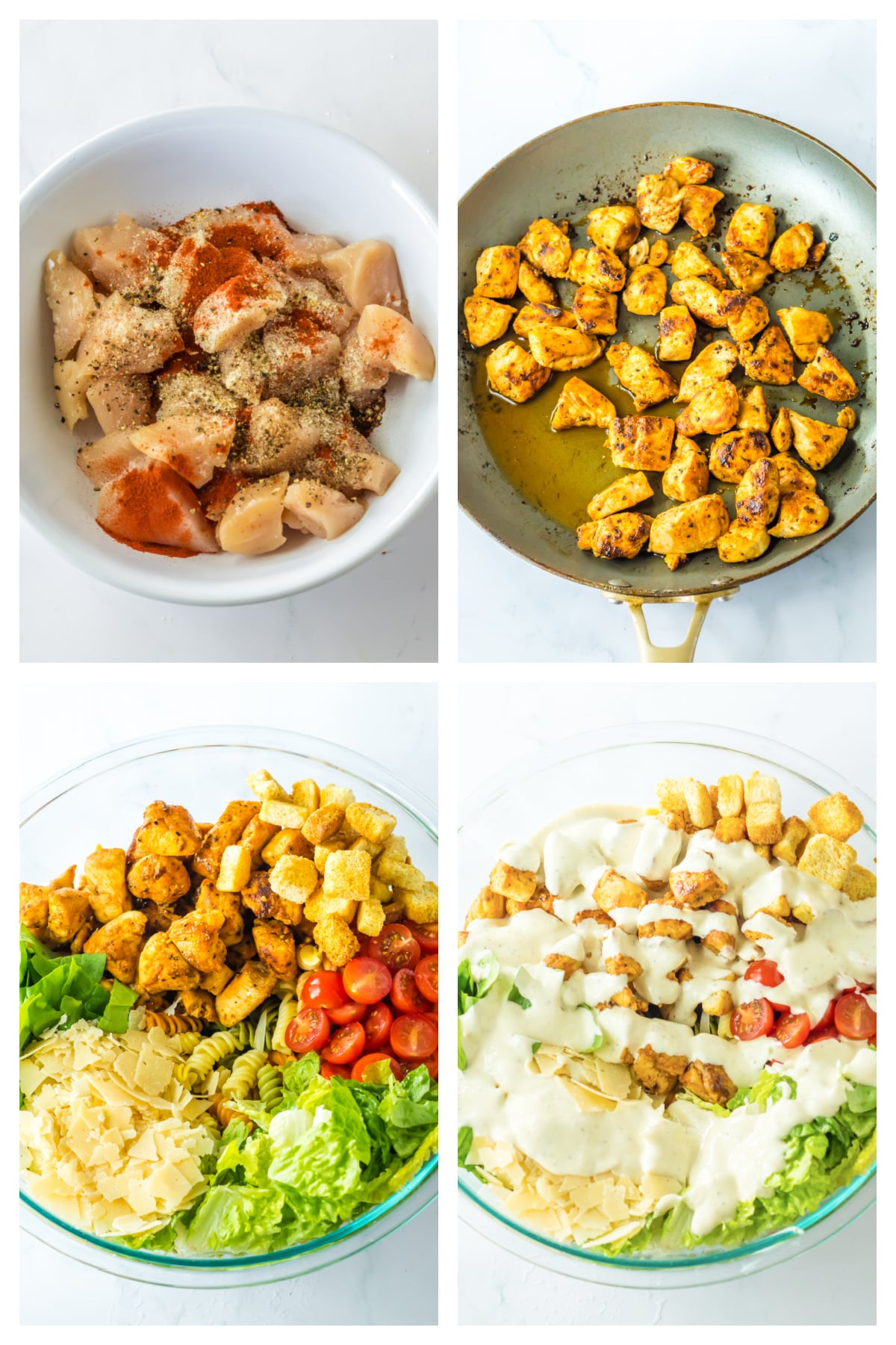 how to make chicken caesar pasta salad